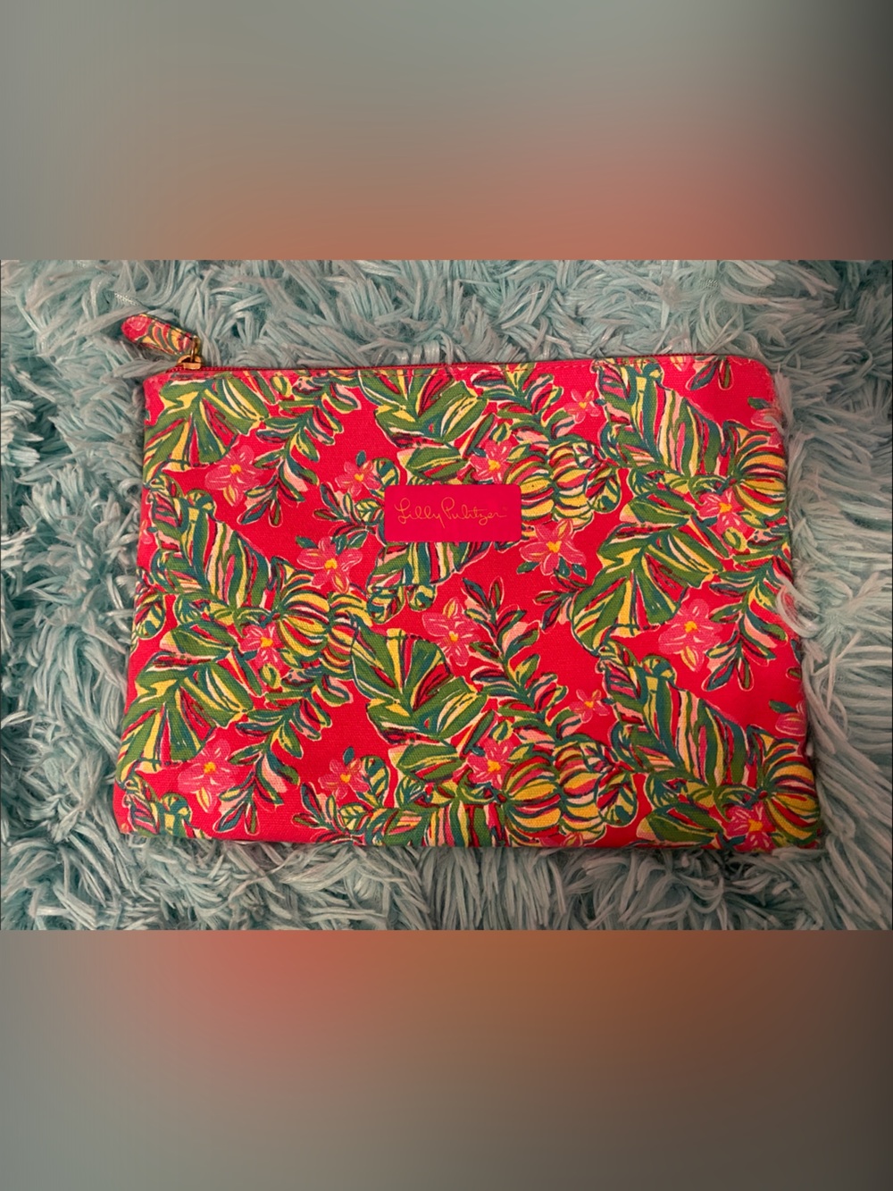 Lilly Pulitzer Zip Pouch in Hot Pink Tropical Print